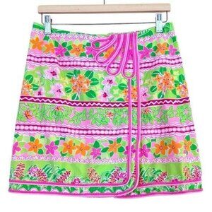 LILLY PULITZER Vintage Kendall Mini Wrap Skirt Size 6 Tropical Preppy Southern